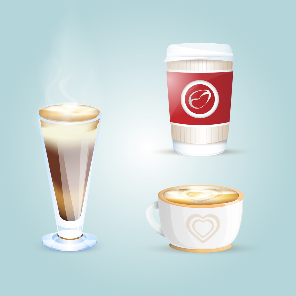 Vector set of coffee cups. - Vector, Image
