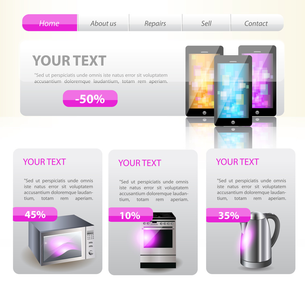 Shop website template design. Vector - Vector, Image