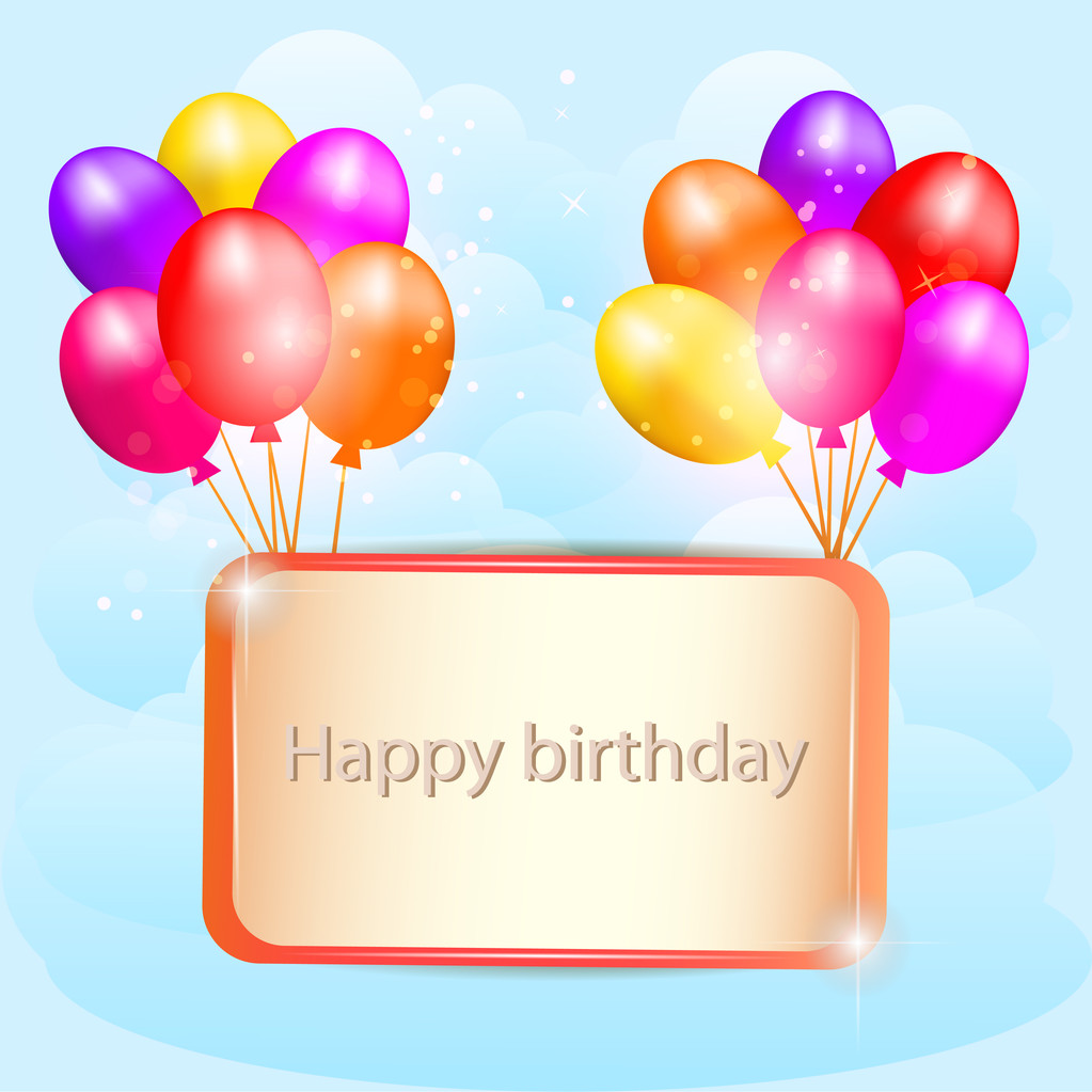 Illustration for happy birthday card with balloons. Vector. - Vector, Image