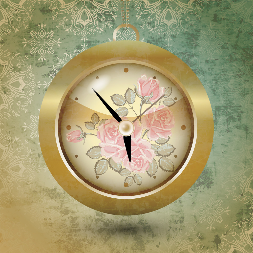 Floral design of clock. Vector - Vector, Image