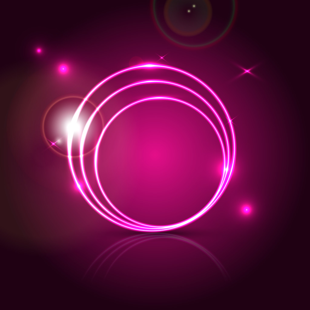 Pink round shapes on black. Vector background - Vector, Image