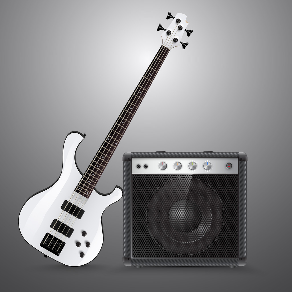 Bass guitar and combo. Vector illustration. - Vector, Image