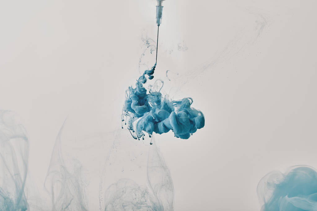 respingo de tinta aquarela azul da seringa
 - Foto, Imagem