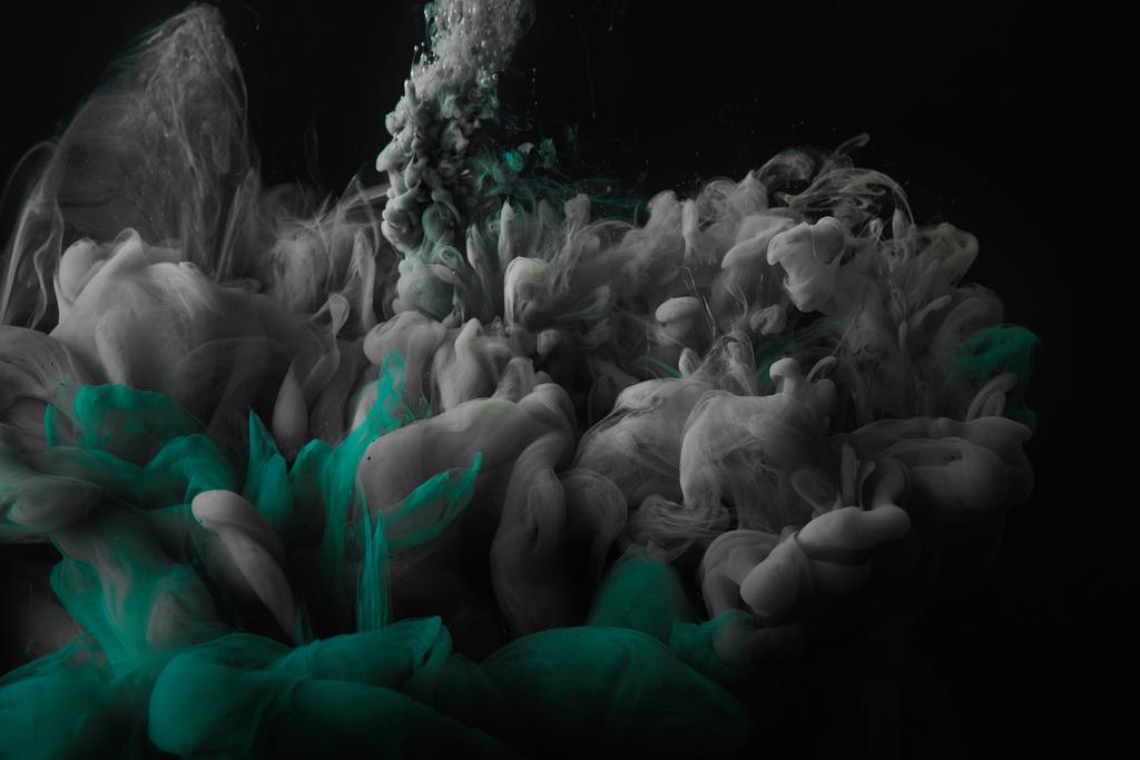 textura escura abstrato com salpicos de tinta verde e cinza
 - Foto, Imagem