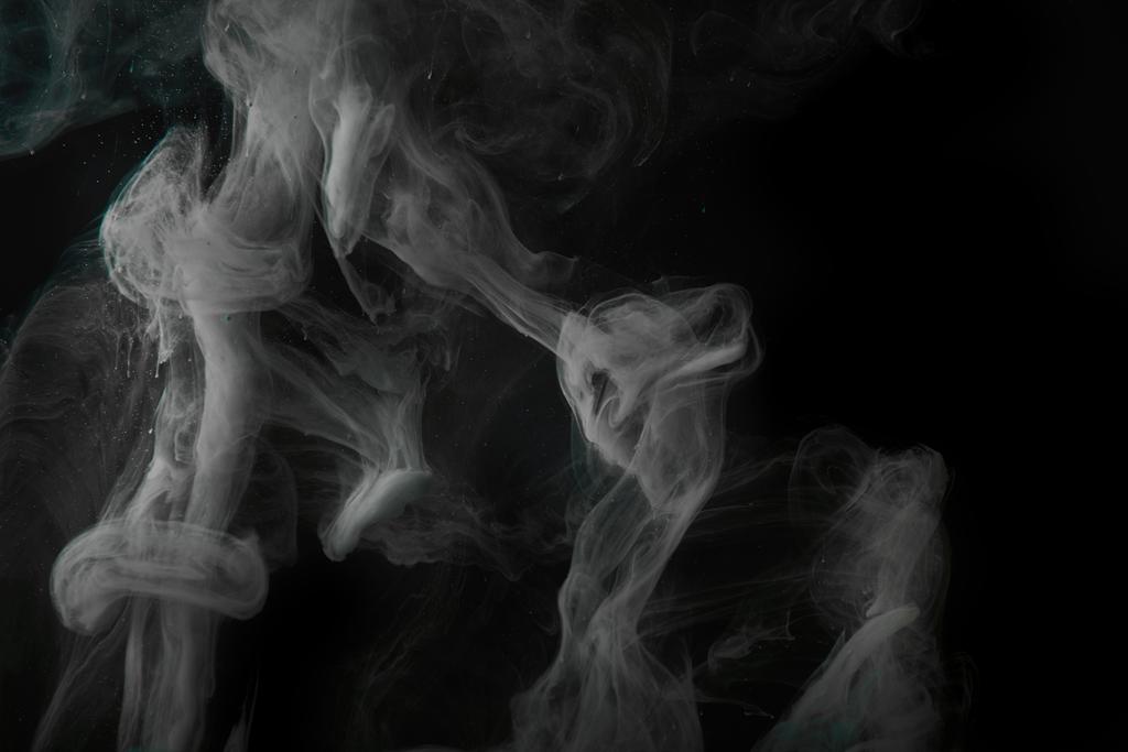 smoky grey swirls on black background - Photo, Image