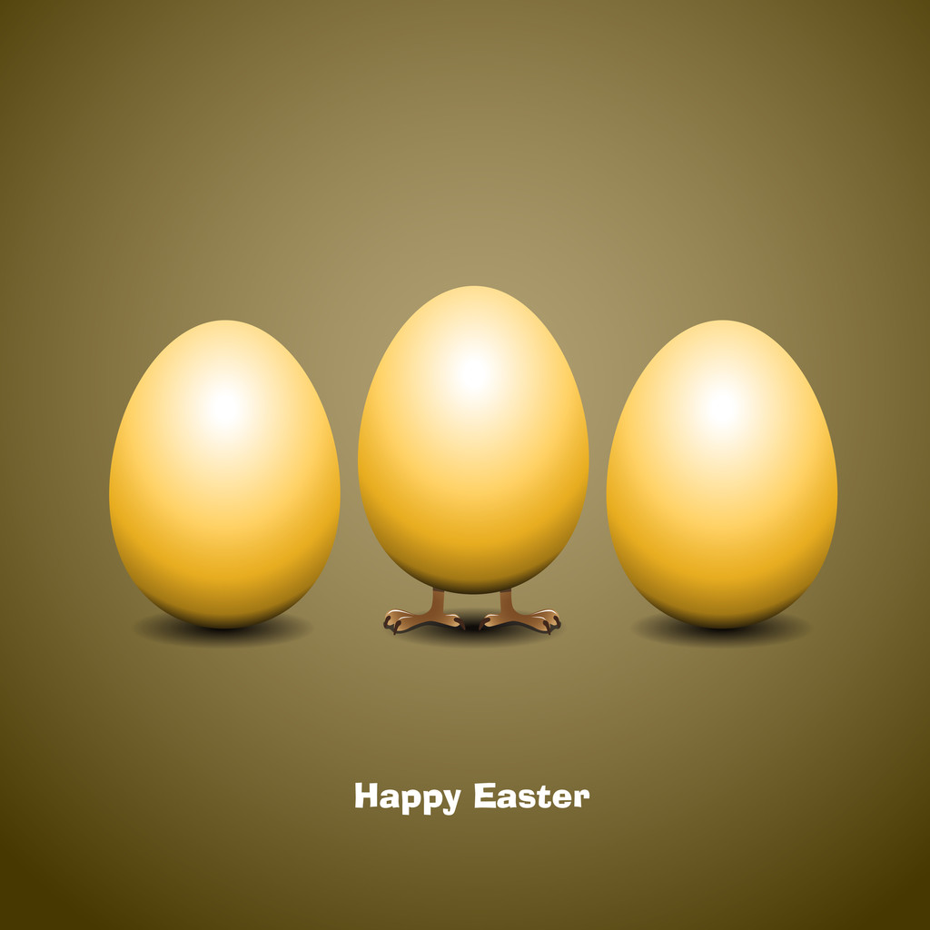 Happy easter - Funny chicken family eggs - vector card - Vector, Image