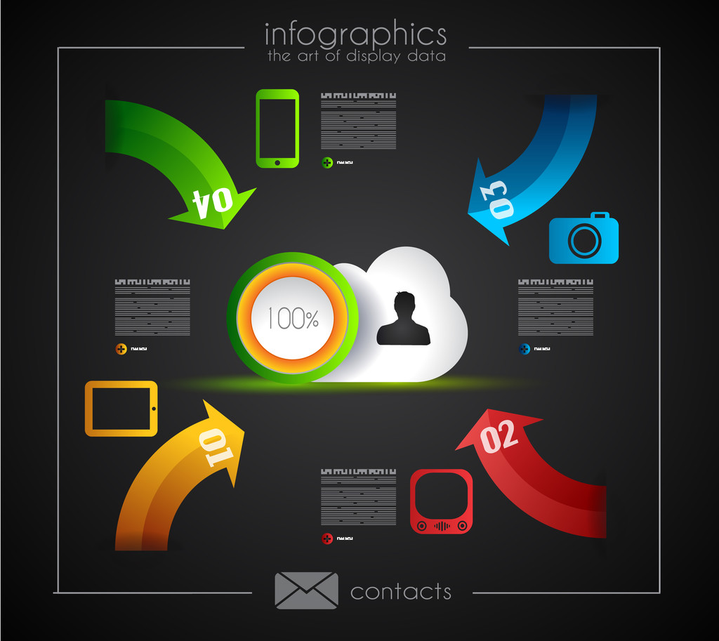 Infographic sjabloon voor cloud computing-gegevens rapresentation - Vector, afbeelding