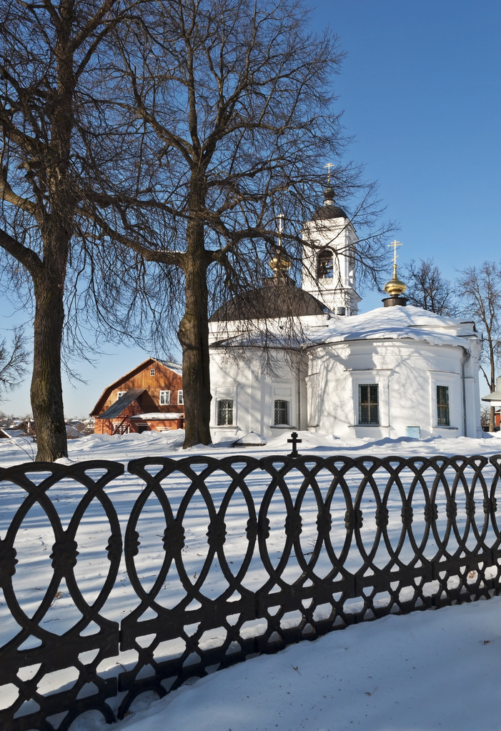 rosyjski Kościół, czas zimowy - Zdjęcie, obraz