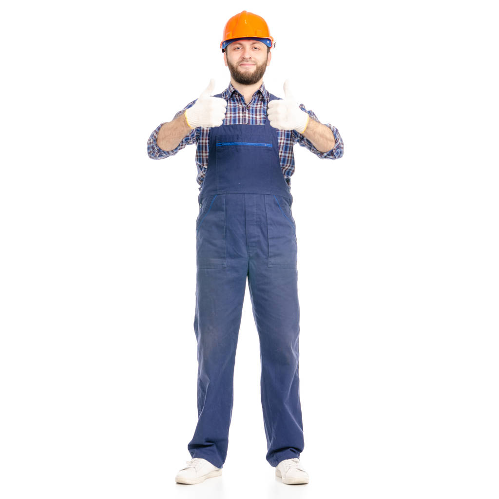 Young man builder industry worker hardhat good okay - Photo, Image