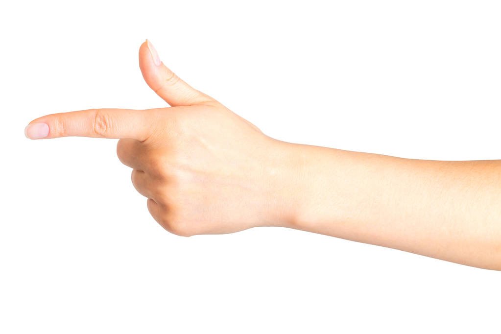 Женская рука с указательным пальцем на боку
 - Фото, изображение