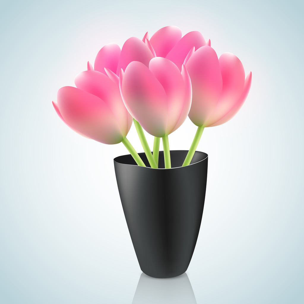 roze tulpen in de vaas illustratie - Vector, afbeelding