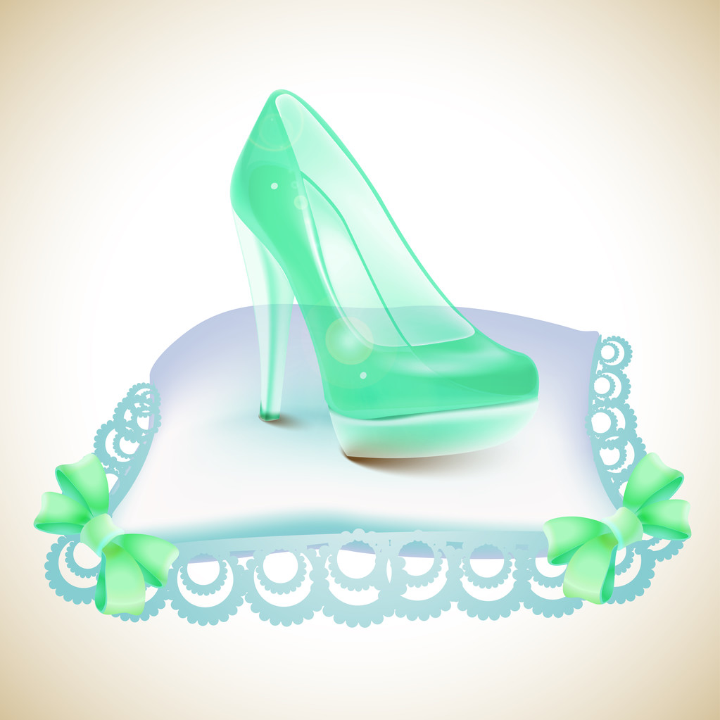 Crystal Assepoester's slipper op kussen - Vector, afbeelding