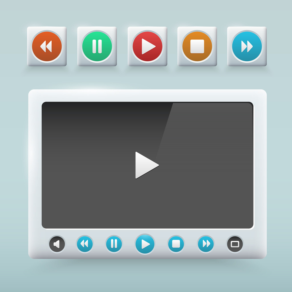 Interface de botão multimídia, ilustração vetorial
  - Vetor, Imagem