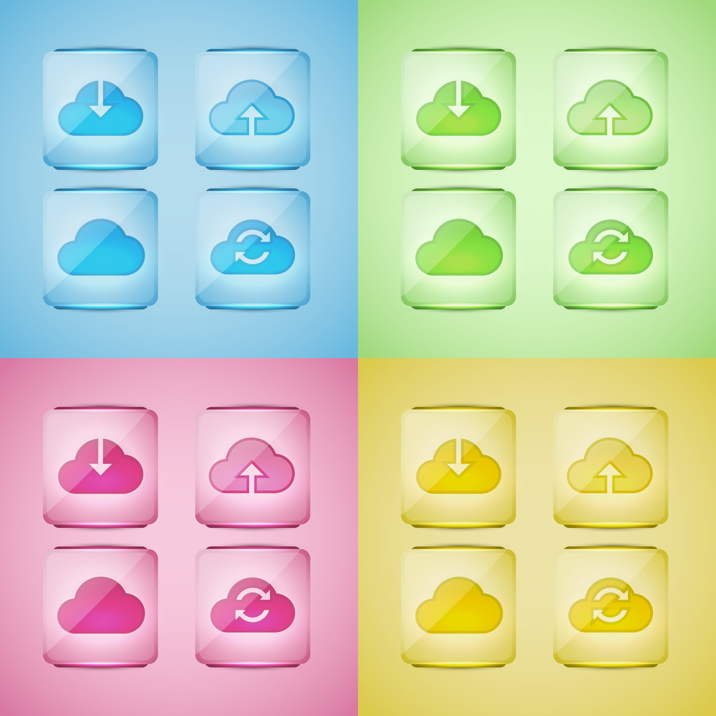 set icone cloud, illustrazione vettoriale
  - Vettoriali, immagini