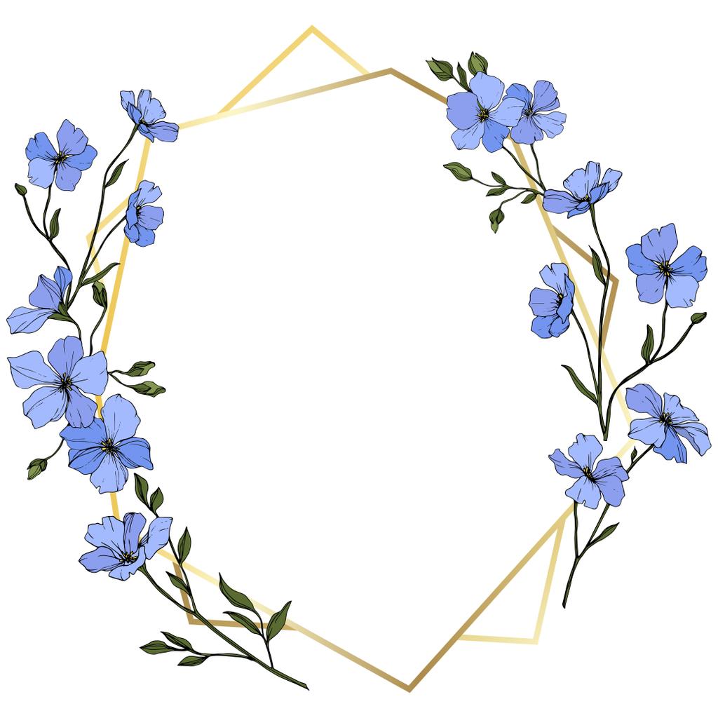 Imagen gráfica vectorial sin royalties de Vector. Flores De Lino Azul Con  Hojas