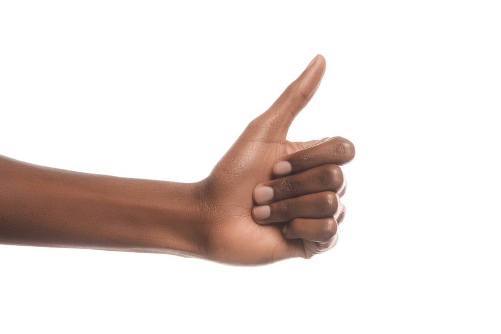 cropped view of african american man showing thumb up sign isolated on white - Photo, Image