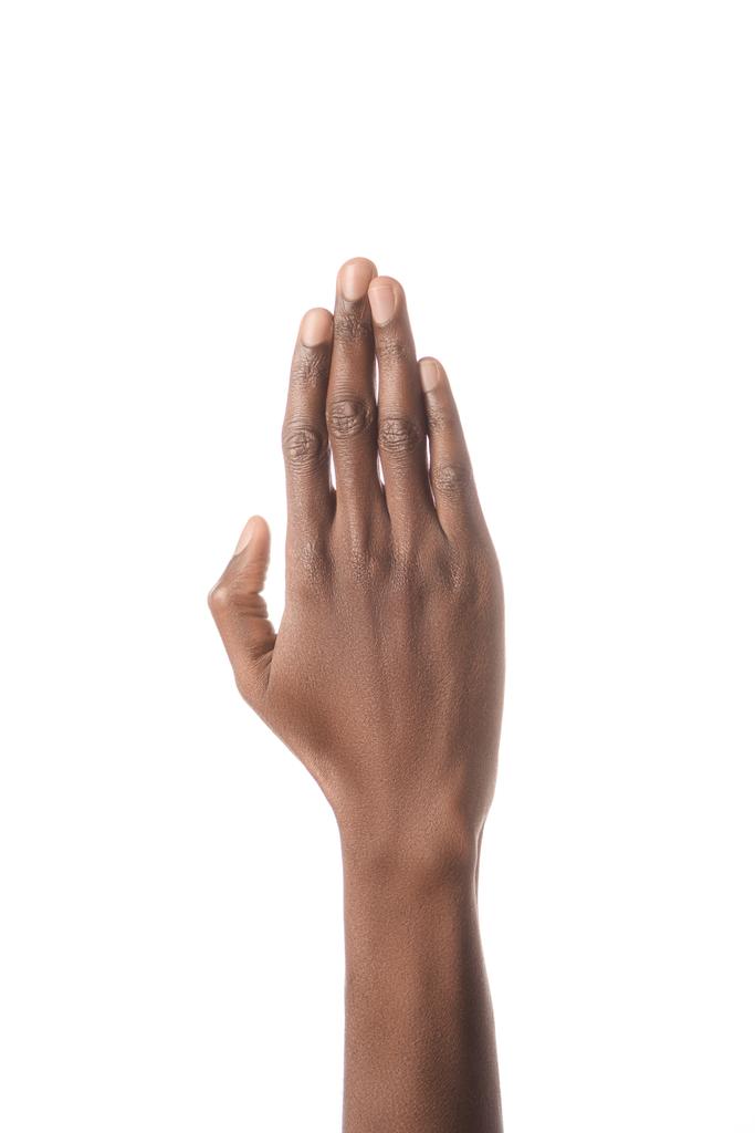 обрезанный вид африканского американского мужчины рука изолирована на белом
 - Фото, изображение