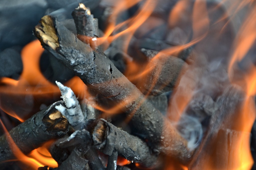 a campfire at a campsite - Photo, Image