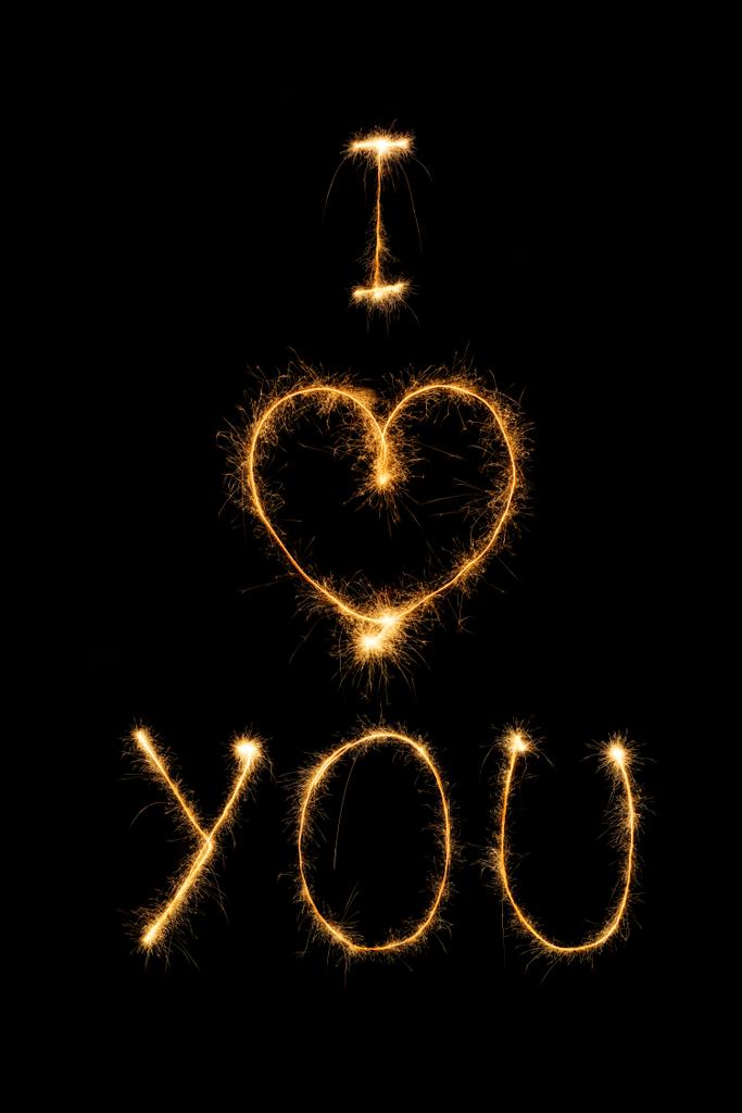 close up view of i love you light sign on black background - Photo, Image