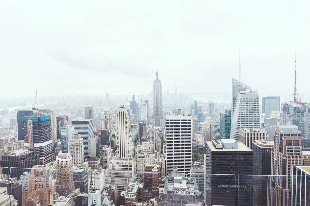 Widok z lotu ptaka architektury na new york city, Stany Zjednoczone Ameryki - Zdjęcie, obraz