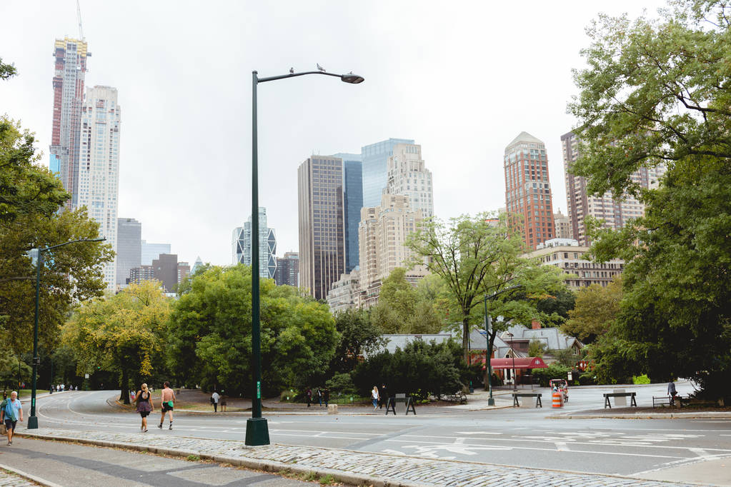 New York, Verenigde Staten - oktober 8, 2018: stedelijke scène met wolkenkrabbers en stadspark in new york, Verenigde Staten - Foto, afbeelding
