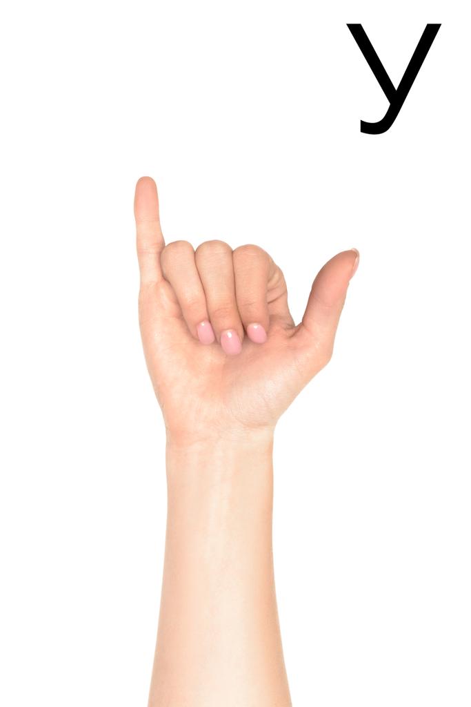 γυναικείο χέρι δείχνει κυριλλικό γράμμα, νοηματική γλώσσα, απομονώνονται σε λευκό - Φωτογραφία, εικόνα