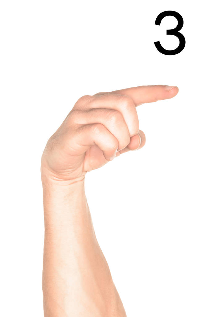 gedeeltelijke weergave van man tonen Cyrillische brief, gebarentaal, geïsoleerd op wit - Foto, afbeelding