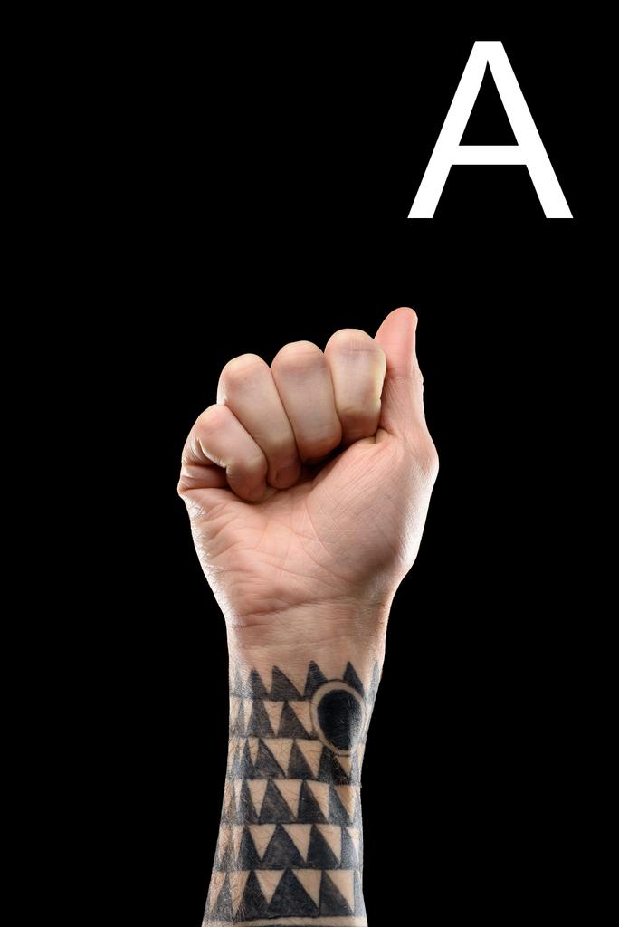 Tattooed Male Hand Showing Latin Letter - Free Stock Photo and Image