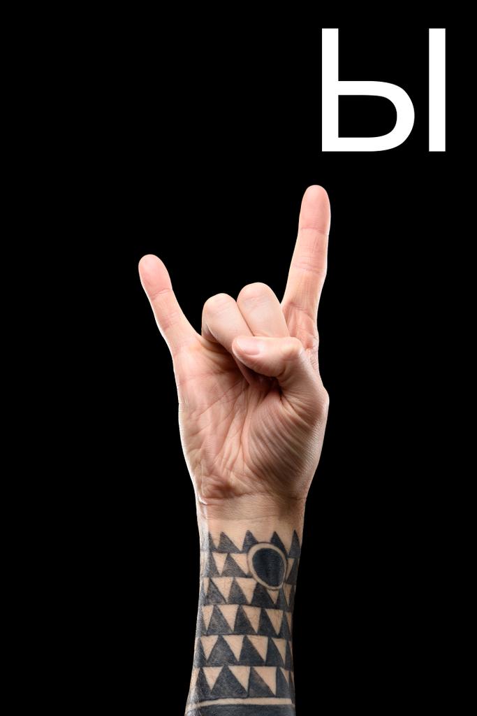 Cropped View Of Male Tattooed Hand Showing Free Stock Photo and Image