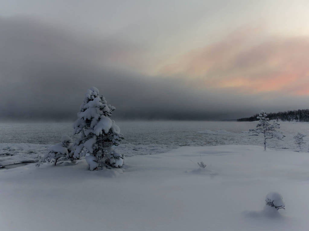 Kylmä aamu Laatokalla. Karjalassa. Venäjä
 - Valokuva, kuva