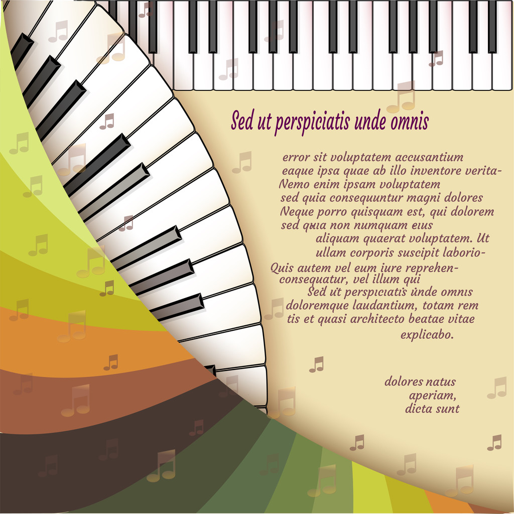 Musikalischer Hintergrund mit Klaviertastatur - Vektor, Bild