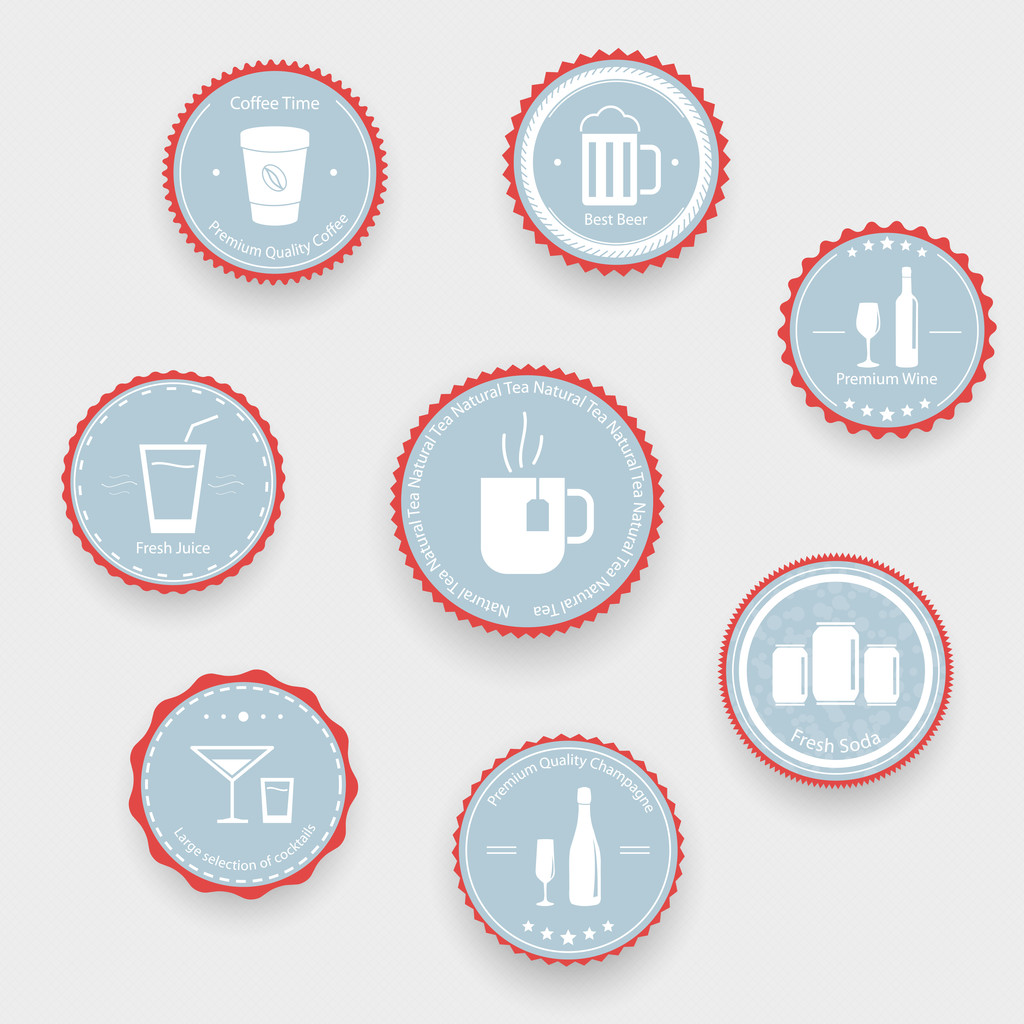 Bebidas iconos en bolas azules
 - Vector, Imagen