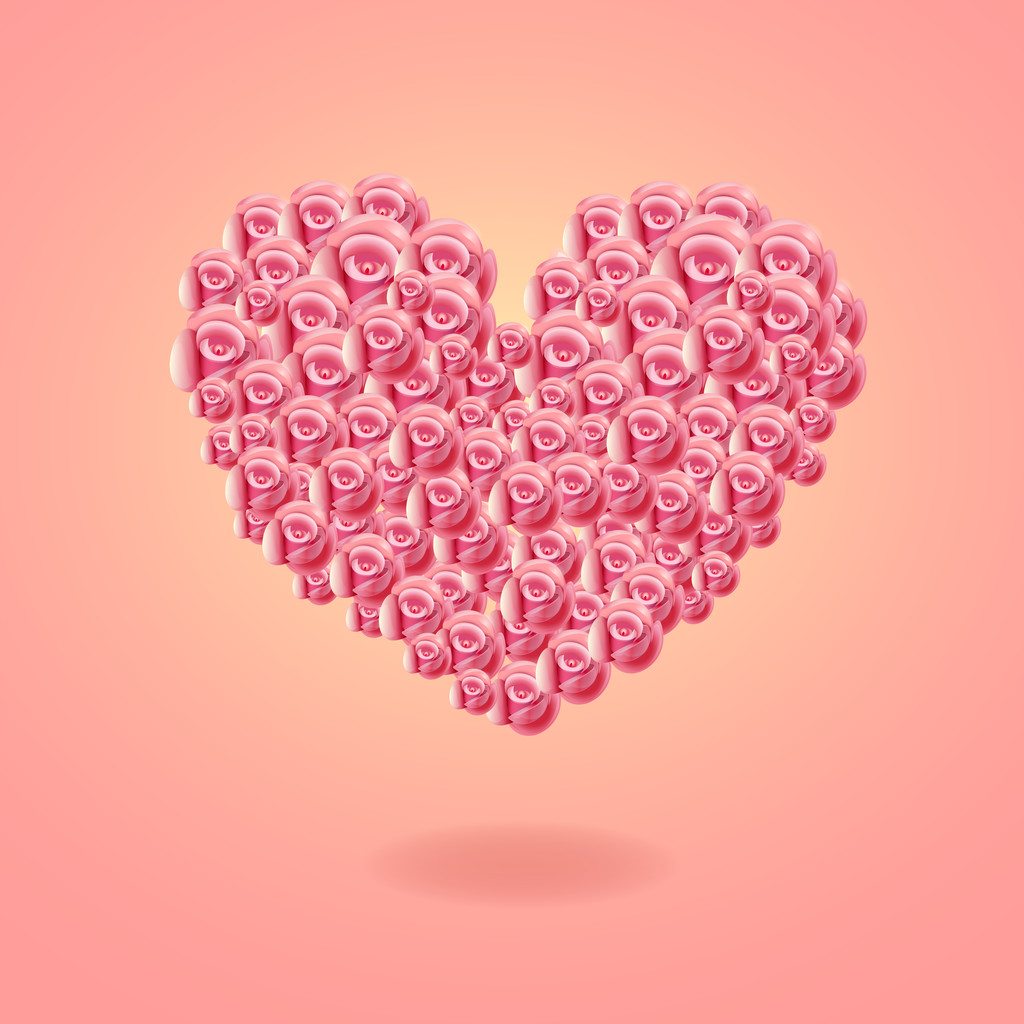 Corazón romántico con rosas
 - Vector, imagen