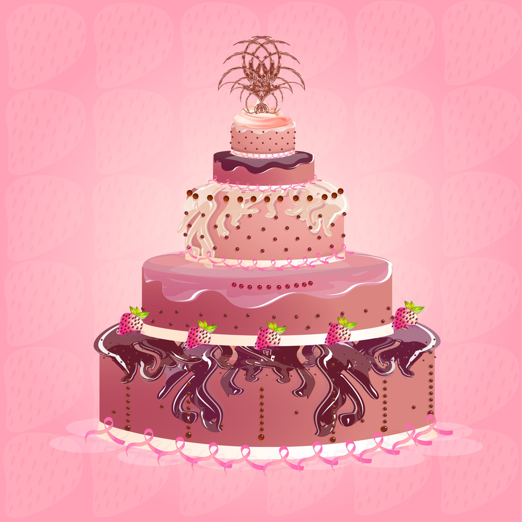 Aardbei Cake, vector design - Vector, afbeelding