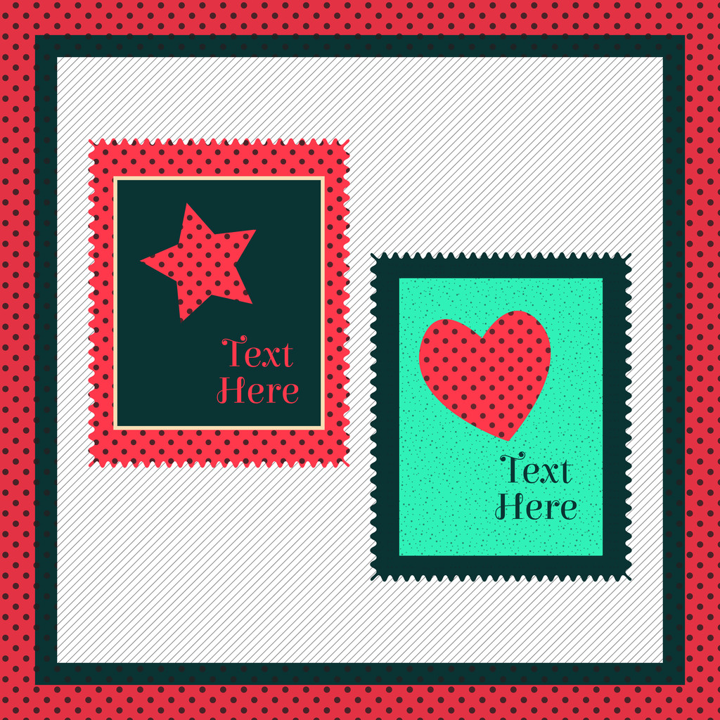 Greeting card with heart and star - Vector, Image
