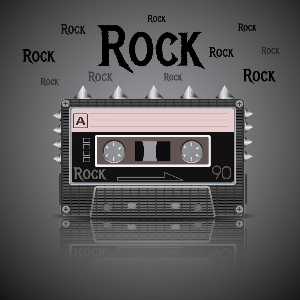 Rock vintage kasetti vektori kuvitus
  - Vektori, kuva