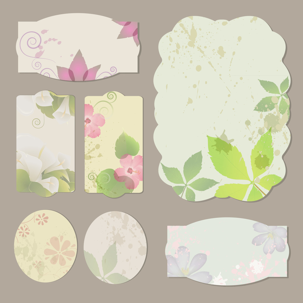 Колекція квіткових ретро гранжевих етикеток, банерів та емблем
 - Вектор, зображення