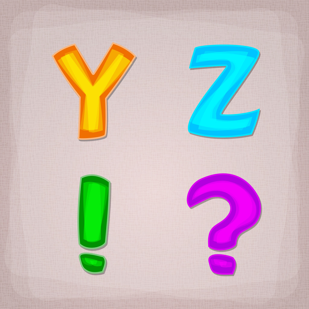 Vektor színes betűtípus. Y, Z - Vektor, kép