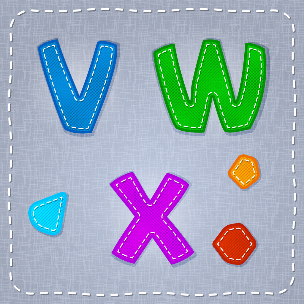 vector steken lettertype. v, w, x - Vector, afbeelding