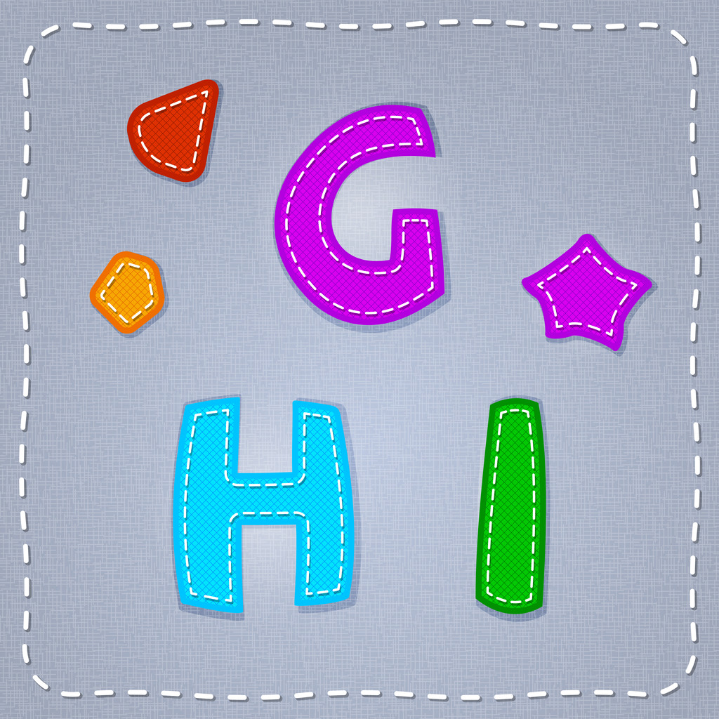 Vector stitches font. G, H, I - Vector, Image