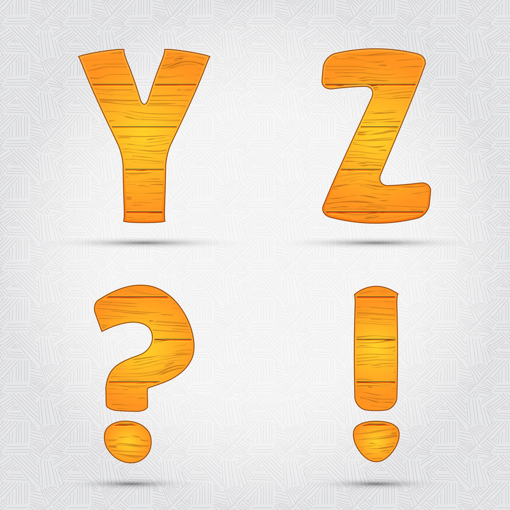 Деревянный векторный шрифт. Y, Z
 - Вектор,изображение
