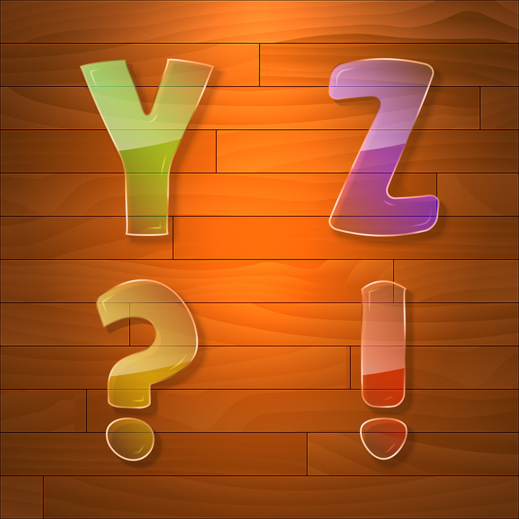 Цветной стеклянный векторный шрифт. Y, Z
 - Вектор,изображение