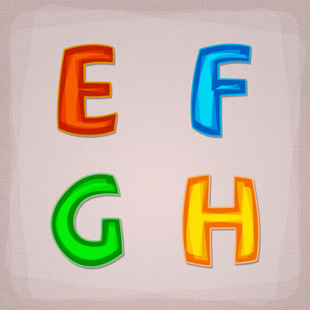 διάνυσμα πολύχρωμο γραμματοσειρά. e, f, g, h - Διάνυσμα, εικόνα