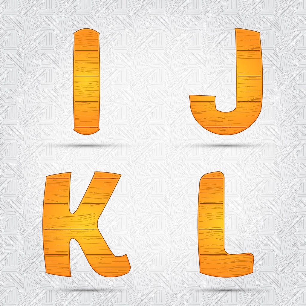 ξύλινα διάνυσμα γραμματοσειρά. εγώ, j, k, l - Διάνυσμα, εικόνα