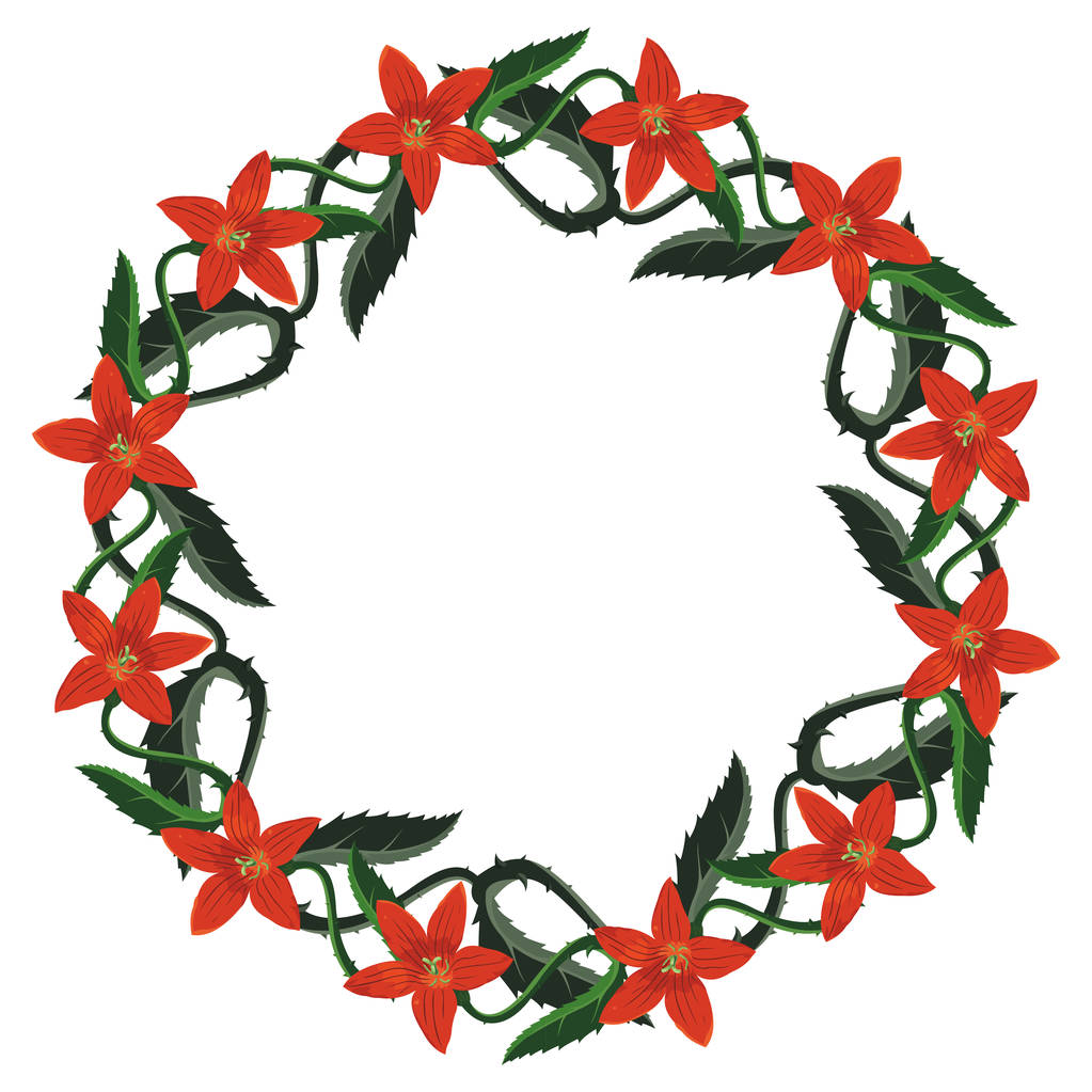Isolated beautiful wreath with red spiked flowers - Vector, Image