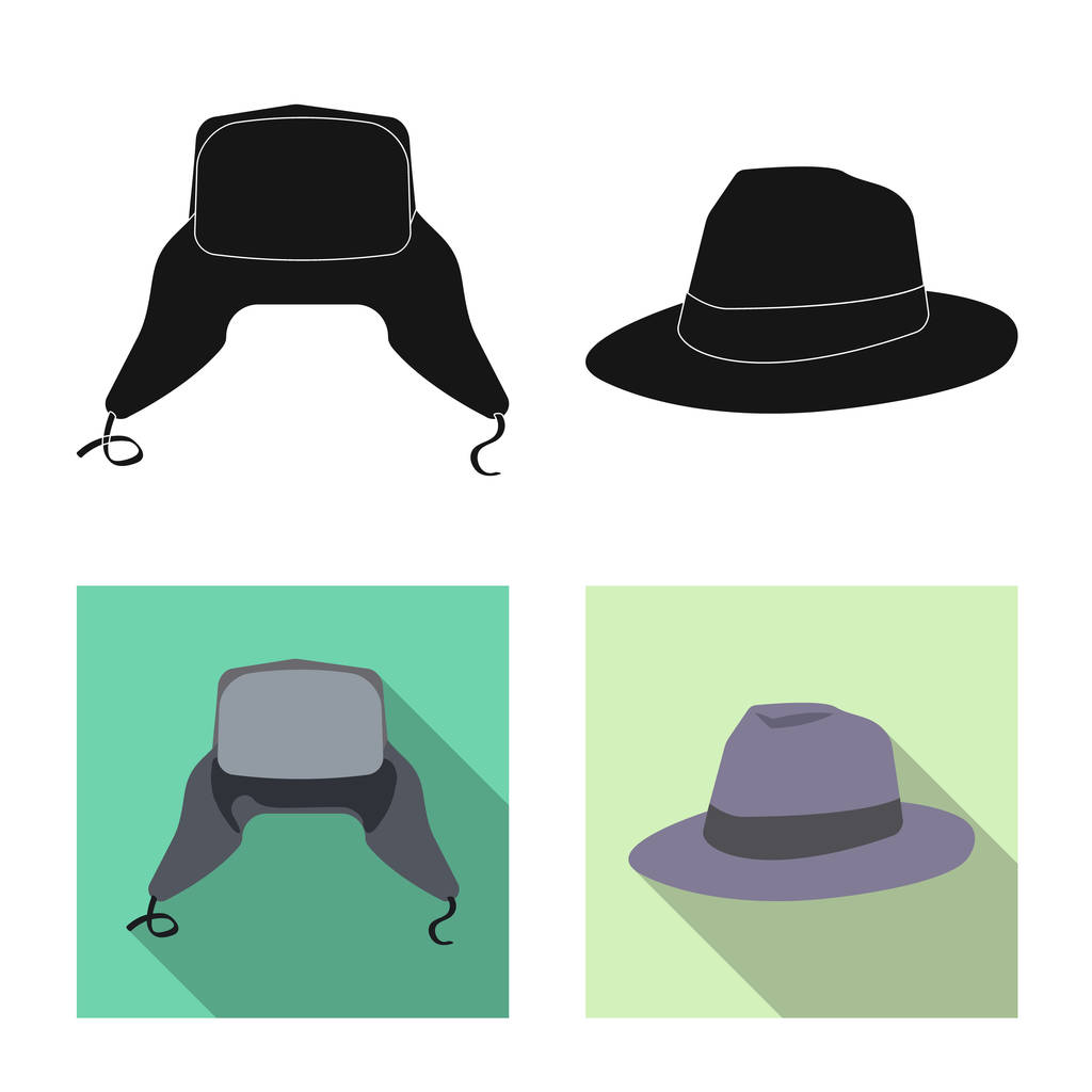 Objeto aislado de la cabeza y el símbolo de la tapa. Conjunto de sombreros y accesorios stock vector ilustración
. - Vector, Imagen