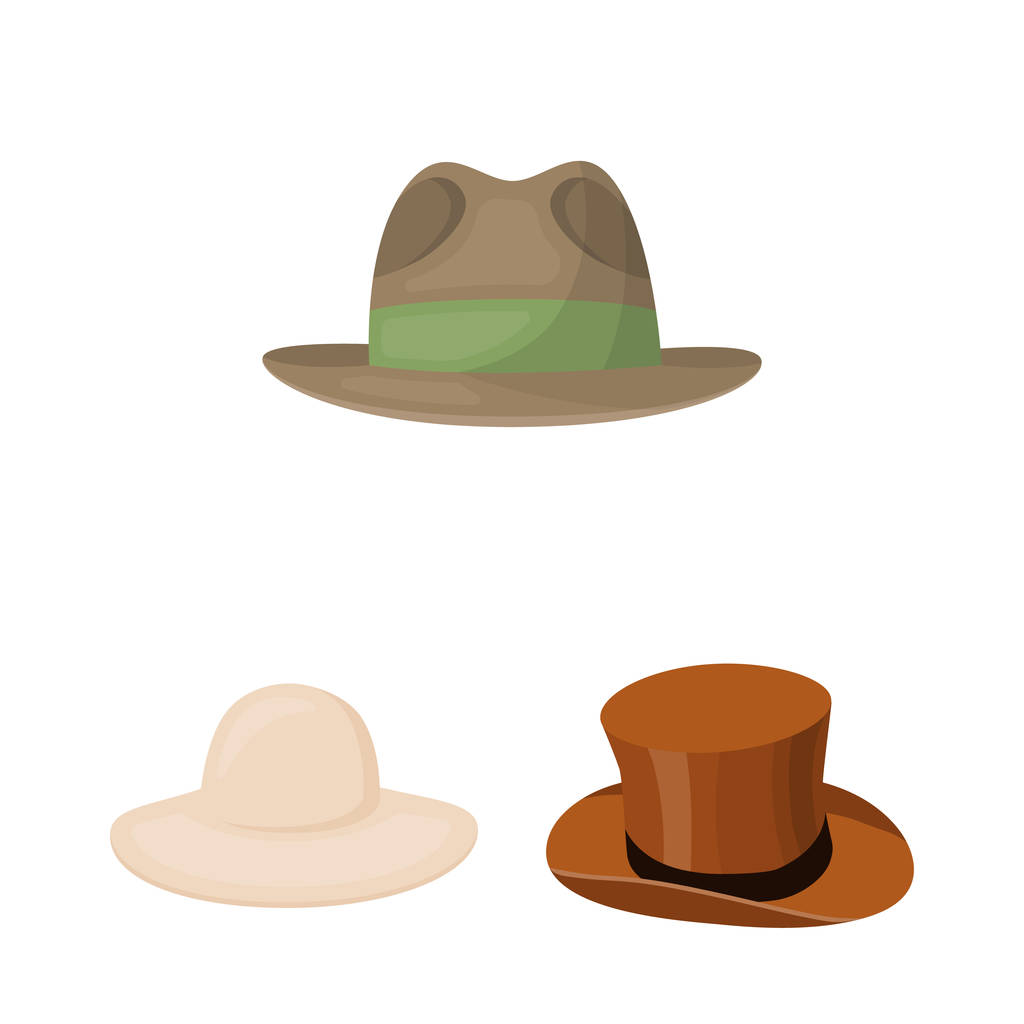 Ilustración vectorial del sombrero y el icono de la tapa. Conjunto de sombrero y modelo icono de vector para stock
. - Vector, Imagen