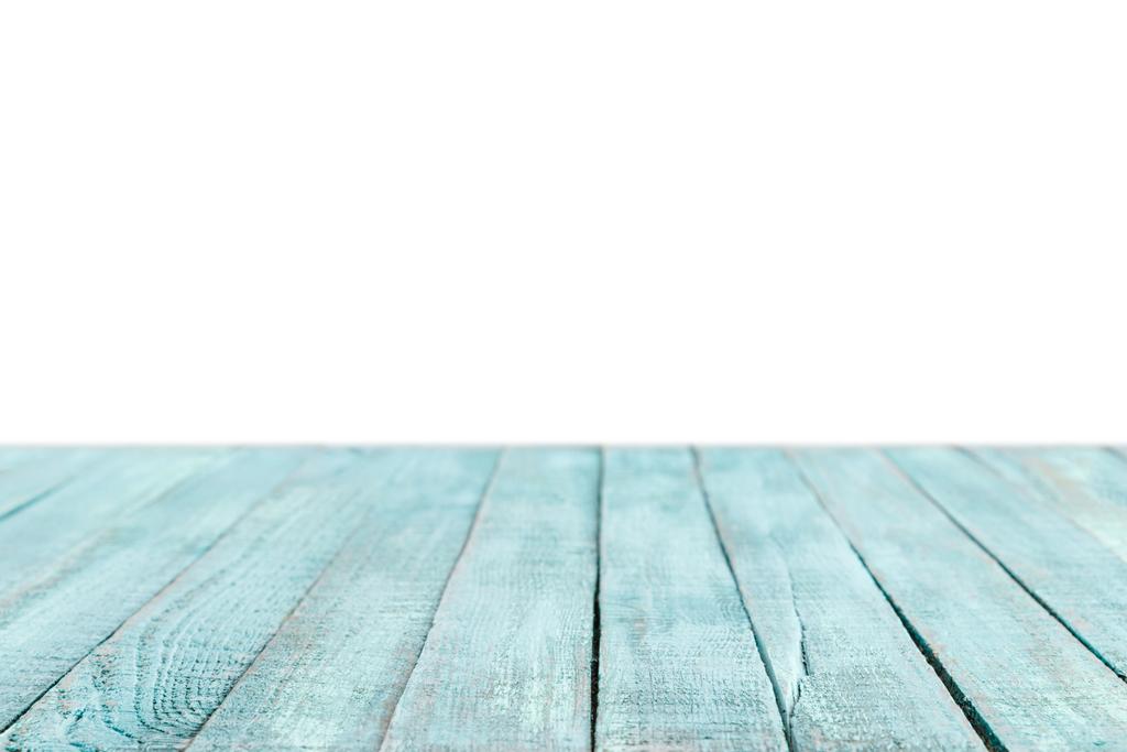 τιρκουάζ ριγέ επιτραπέζια ξύλινη σε λευκό - Φωτογραφία, εικόνα