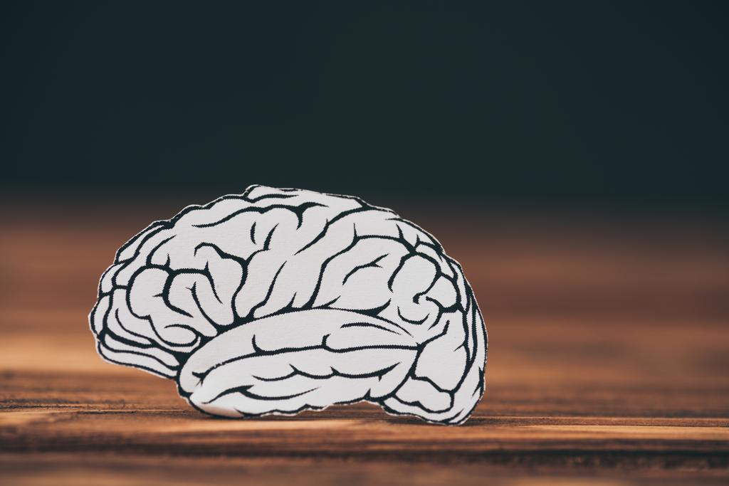 Nahaufnahme von Papier mit Gehirnform als Demenzsymbol - Foto, Bild