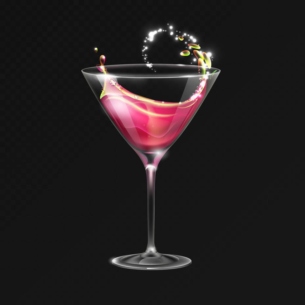 Cocktail realistico illustrazione vettoriale di vetro cosmopolita su sfondo trasparente
 - Vettoriali, immagini